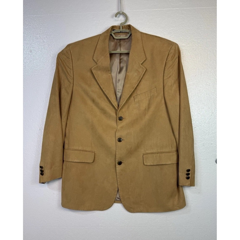 Vtg Ralph Lauren Chaps‎ Mens Sz 40R Blazer Tan Faux Suede Sports Coat Jacket